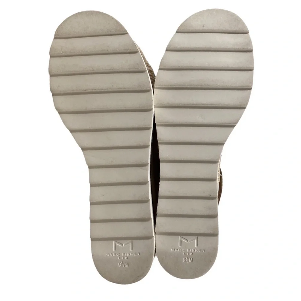 Marc Fisher Espadrille Platform Silver & Tan Sandals Size 9.5